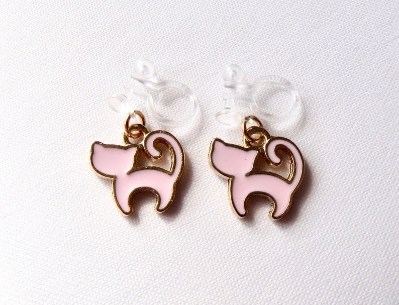 Schmerzfrei unsichtbar mini Kätzchen Ohrclips Ohrringe ohne Ohrloch Ohrklemmer minimalistisch Ohrschmuck Kinderschmuck ab 3 Jahren Unisex Bild 3