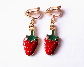 Clip-on earrings "strawberries" children's jewelry girls' clip-on earrings earrings gift idea birthday Christmas