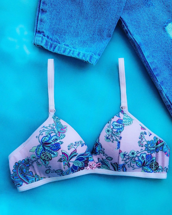 High Quality Comfortable Flower Print Bra A Cup Size 