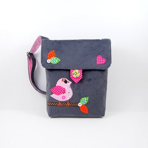 A gift for a girl: a handbag messenger bag with a wallet and a bird's application, a small cross body bag for a girl, a purse for girls image 2