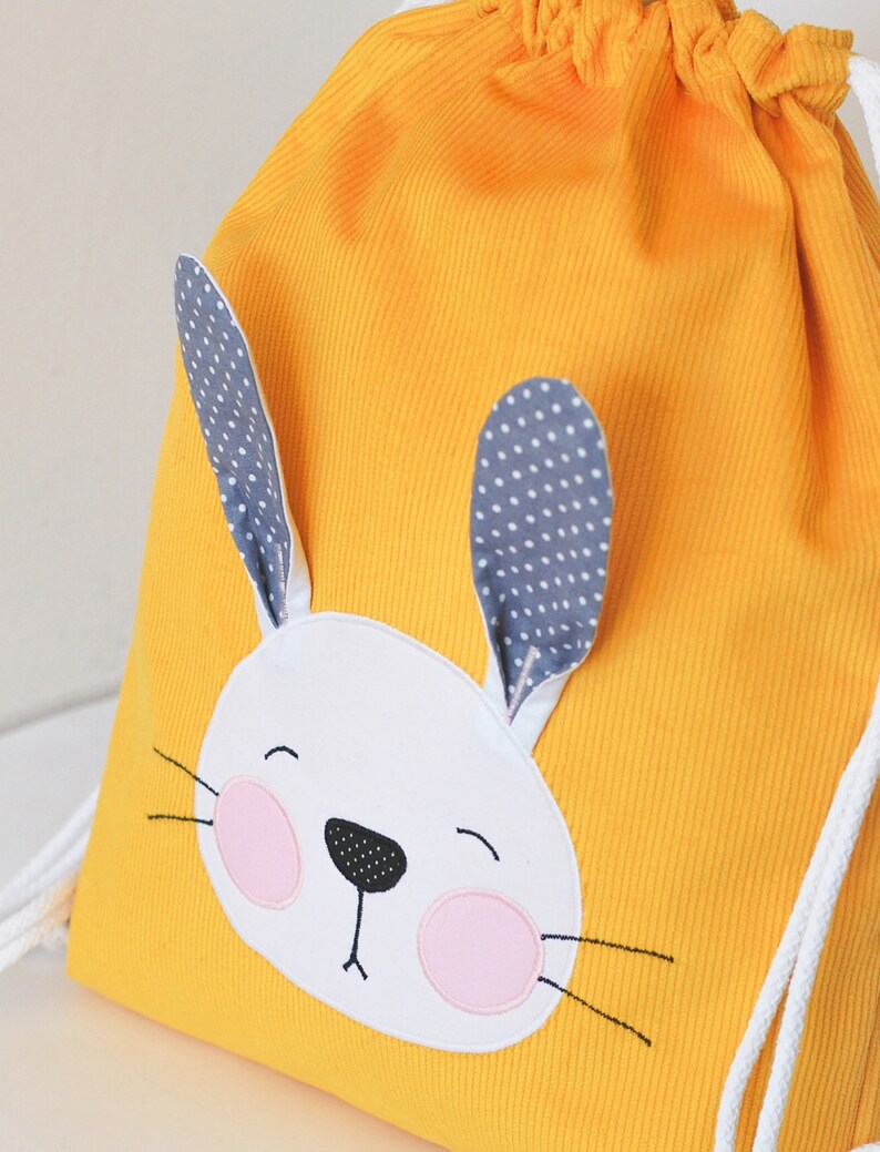 Tasche Rucksack mit Hase gelb Bild 2