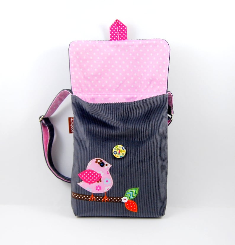 A gift for a girl: a handbag messenger bag with a wallet and a bird's application, a small cross body bag for a girl, a purse for girls image 3