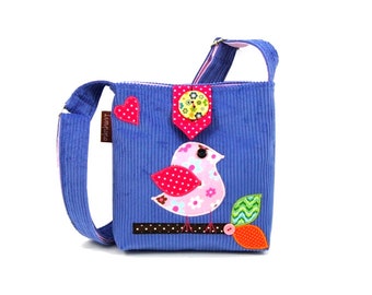 Small purse with animal decoration, handbag with a baby bird application, a little crossbody bag for a girl, a gift for a small girl