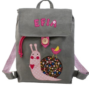 Rucksack für ein Kind mit namen und Schnecke