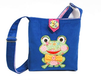 Blaue Kindertasche mit Frosch
