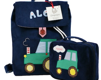 Kindergarten Rucksack mit  Traktor (marineblau )