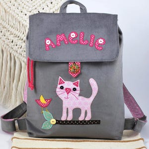 Rucksack für ein Kind mit namen und Katze