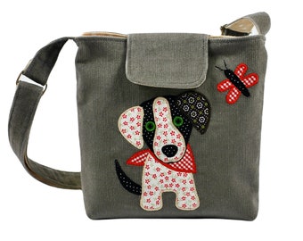 A small bag for children with an applique of a cute puppy