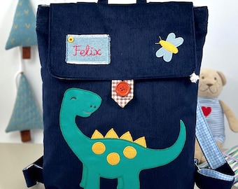 Backpack for a child, preschooler, personalized gift, backpack with monogram and dinosaur application - bag for kindergarten, nursery,