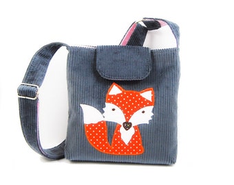 Gray purse with a fox