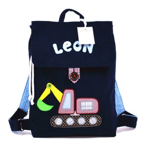 Sac à dos d'excavatrice pour garçon, sac à dos pour tout-petit, sac à dos de maternelle avec le nom de l'enfant, sac à dos d'excavatrice pour la maternelle, sac à dos avec nom
