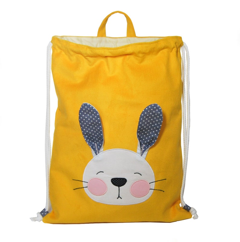 Tasche Rucksack mit Hase gelb Bild 4
