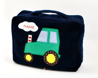 Lunbox mit Applikation und Namen des Kindes, Lunchbox für Schule, Kindergarten, personalisierte Kosmetiktasche