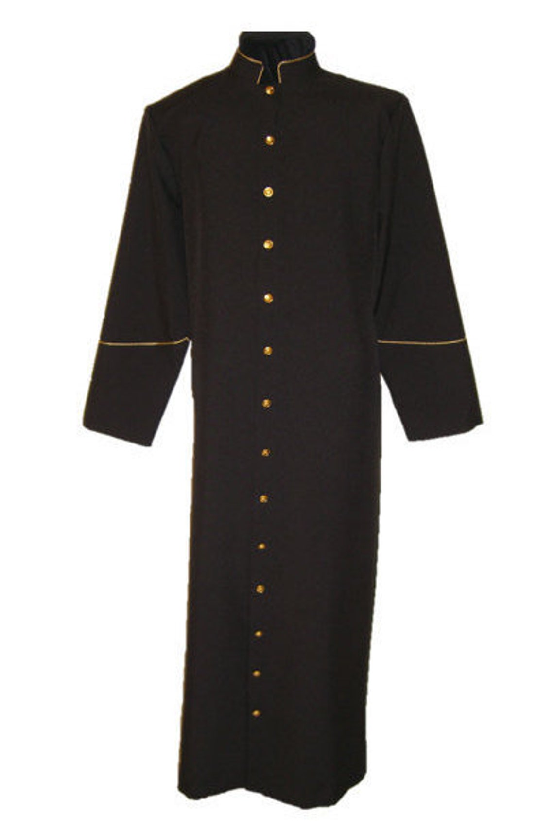 Black Cassock Preaching Style Clergy Robe in Gold Trim Etsy