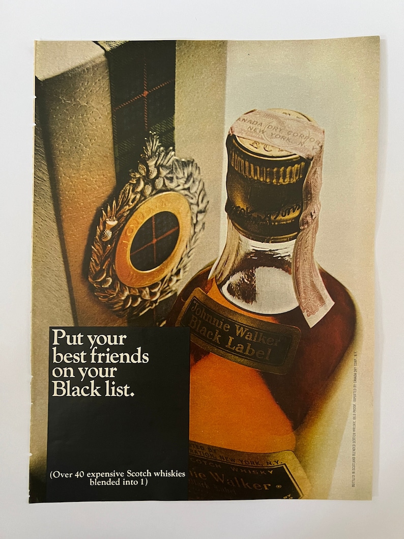 Vintage Johnnie Walker Black Advertisement Bild 2