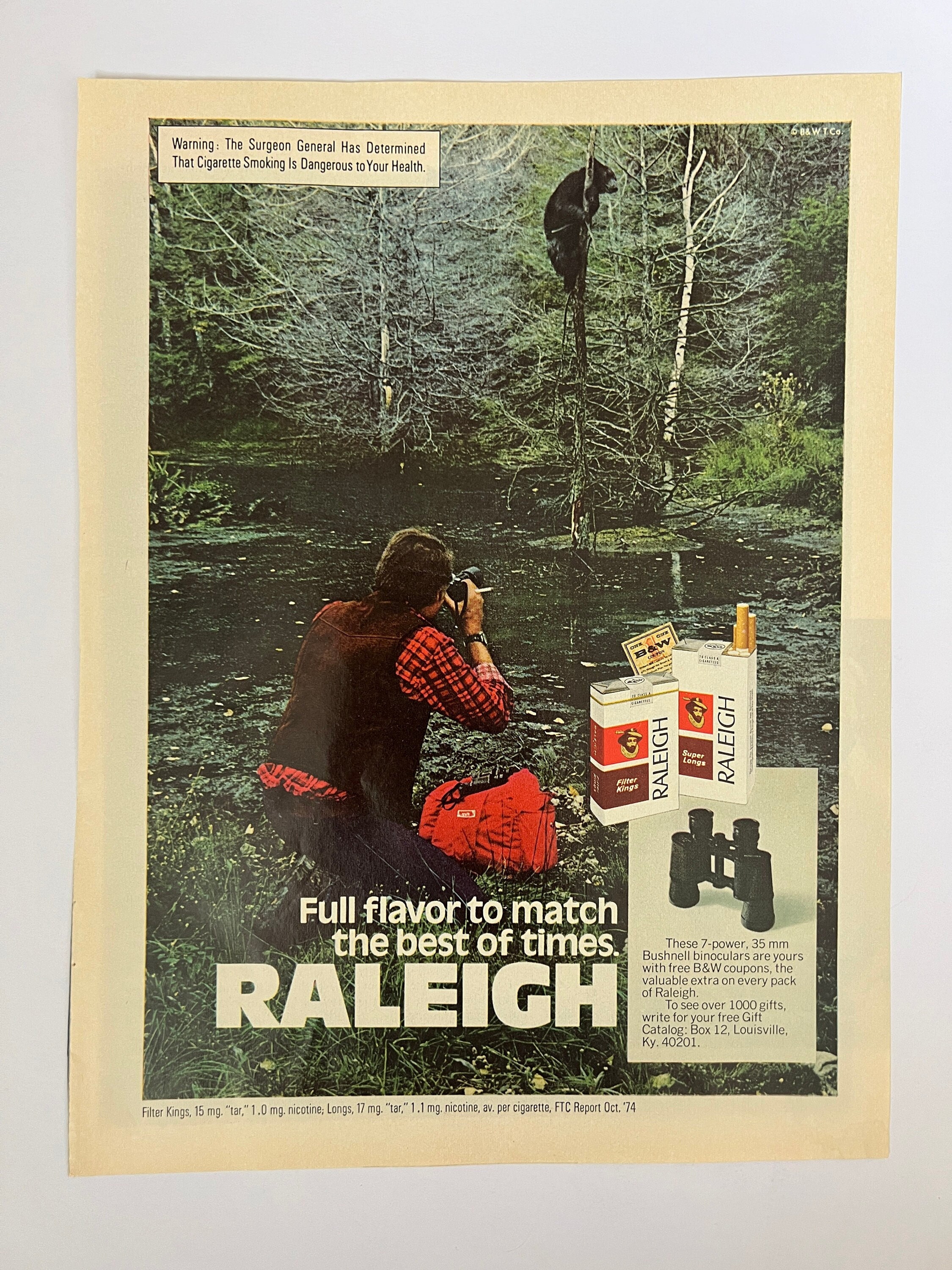 Vintage Raleigh Cigarettes Advertisement