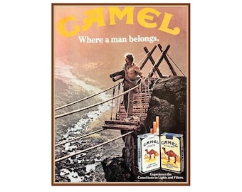 camel cigarettes man Camel Cigarettes Man on Motorcycle Vintage 1980 Magazine Print Ad