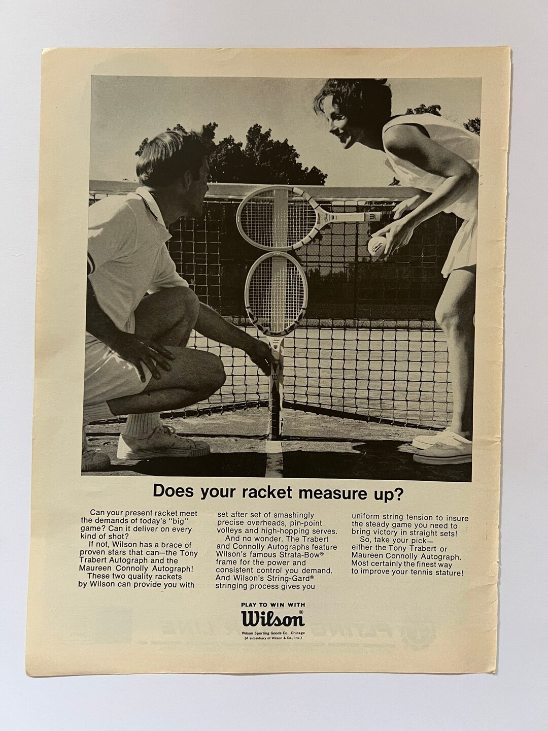 Vintage Wilson Tennis Advertisement - Etsy