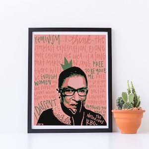 Ruth Bader Ginsburg, Ruth Bader Ginsburg Poster, Ruth Bader Ginsburg Print, RBG, Feminist Art, Feminist Print, Feminist Gift, Gift for Her