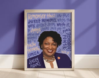 Lámina de Stacey Abrams, arte mural feminista negro, descarga digital.