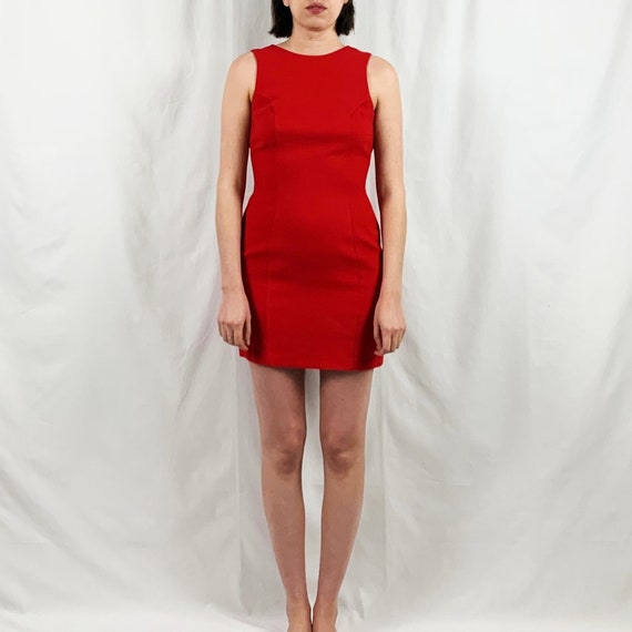 bright red cocktail dress