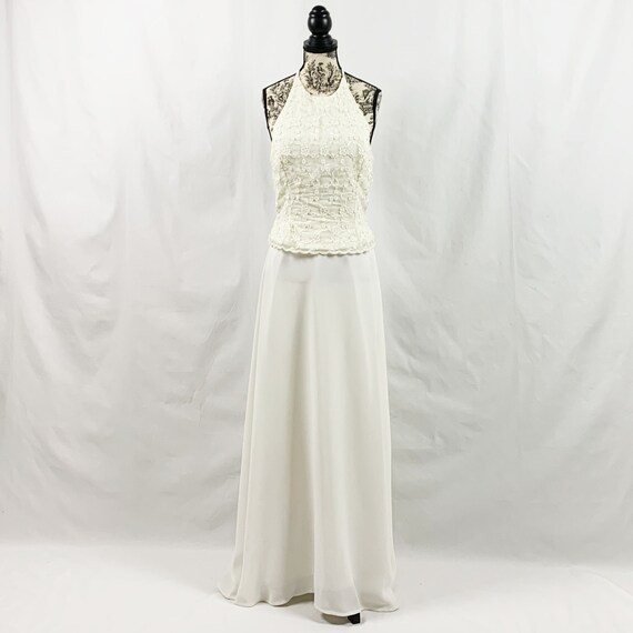 Vintage Scott McClintock Ivory Lace Halter Gown