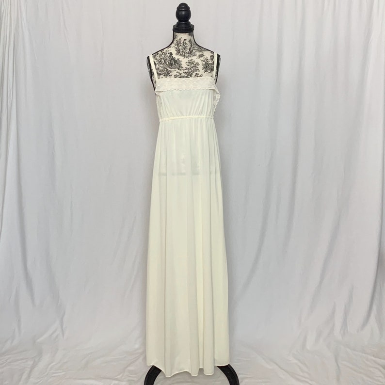 Elegant Ivory 70s Long Nightgown or Slip Dress