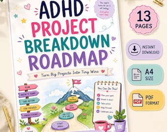 ADHS-Projektplaner (druckbar), Projektstrukturplan, Arbeitsbuch für exekutive Funktionen, ADHS-Aufgabenplaner, Überforderungsplaner (PDF)