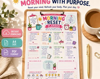 Morning Reset Planner, Morning Routine Printable, A4 PDF