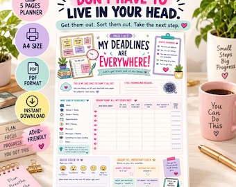 ADHD Deadline Planner, Deadline Rescue Printable, A4 PDF