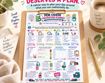 PEM Crash Prevention Planner, Energy Pacing Printable, PEM Planner, Daily Energy Management Worksheet, Rest & Pacing A4