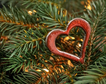 Tree Ornament Heart (4 pieces, open, red)