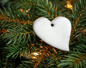 Tree ornament heart (4 pieces, oblique, white)