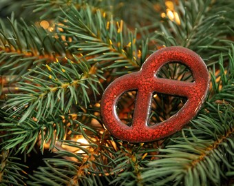 Baumschmuck Brezel (4 Stück, rot)