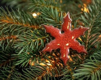 Tree ornament snowflake (4 pieces, red)