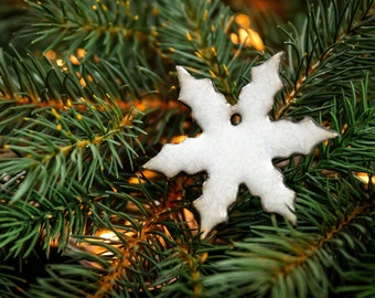 Tree ornament snowflake (4 pieces, white)