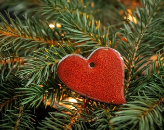 Tree ornament heart (4 pieces, oblique, red)