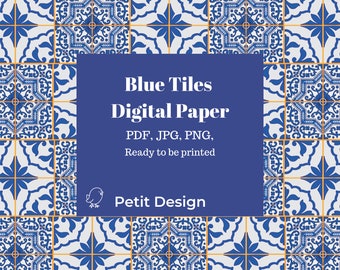 Blue Tiles digital paper