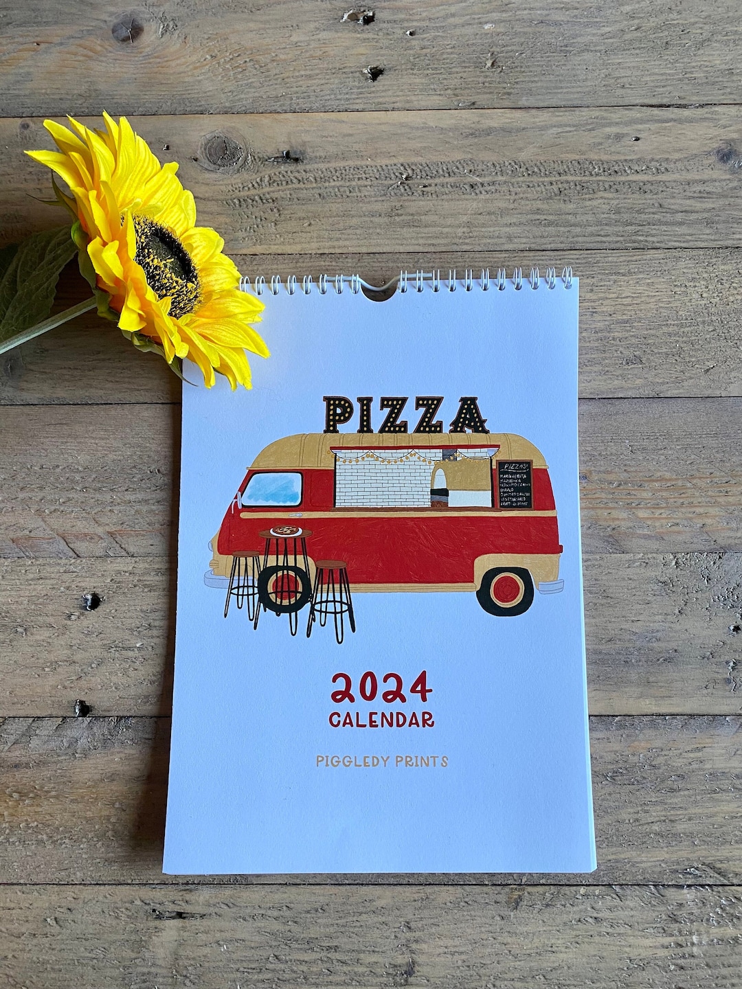 2024 Illustrated Food Trucks Calendar Piggledy Prints Etsy