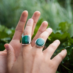 Silver malachite ring