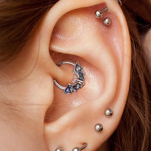 316L Surgical Steel Hinged Segment Ring, Bat Abalone Wings, Daith Septum Hoop
