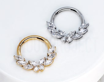 Butterfly Surgical Steel Clicker Hoop: 16ga Marquise Septum Ring