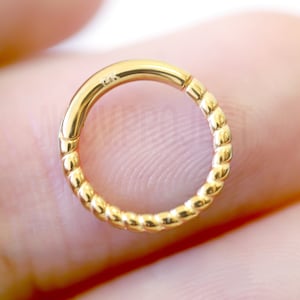 1pc 14K Solid Real Gold Twisted Clicker Nose Hoop Helix Tragus Earring Daith Hoop Ring 14k 16g Septum Hoop 6mm 8mm 10mm Gold Nose Septum