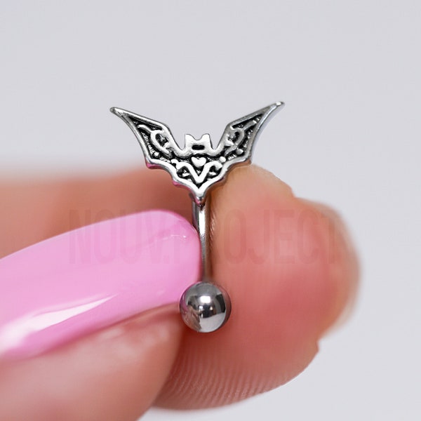 Bat eyebrow,Eyebrow ring, rook barbell, body piercing jewelry, rook earrings, Eyebrow Curved Barbell Jewelry - cartilage earring 16g 8mm