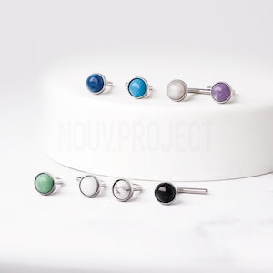 1pc 316L Surgical Steel Semi Precious Stone Nose Ring Nose Stud L Bend Nose Bone Stone nose piercing, Stud Rings Classic Simple nose jewelry