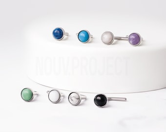 Surgical Steel Nose Stud, Semi Precious Stone Nose Ring, 20GA