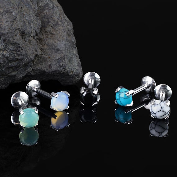 choose color 1pc Opal Ball Surgical Steel Internally Threaded Labret Monroe