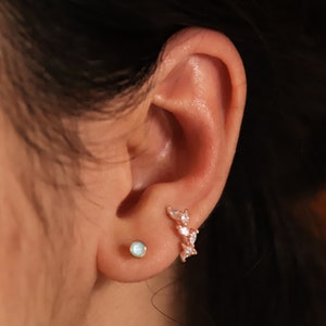 1pc, 6 Marquise CZ Leaf Bendable Hoop Ring Helix Earring Cartilage Piercing Hoop Segment Ring, Nose Hoop Ring 20GA Conch Earring Leaves Hoop