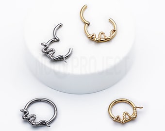 Titanium Snake Clicker Ring, 16ga Hinged Septum Daith Earring