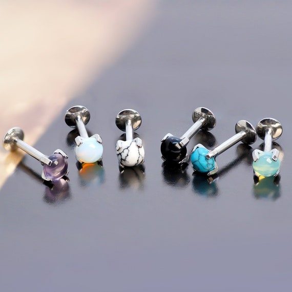 choose color 1pc Opal Ball Surgical Steel Internally Threaded Labret Monroe